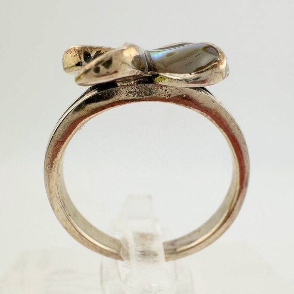 Natural Abalone Flower Ring in Sterling Silver Size 6.75 - Picture 4 of 16